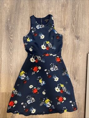 Banana Republic Navy Floral Sleeveless Dress